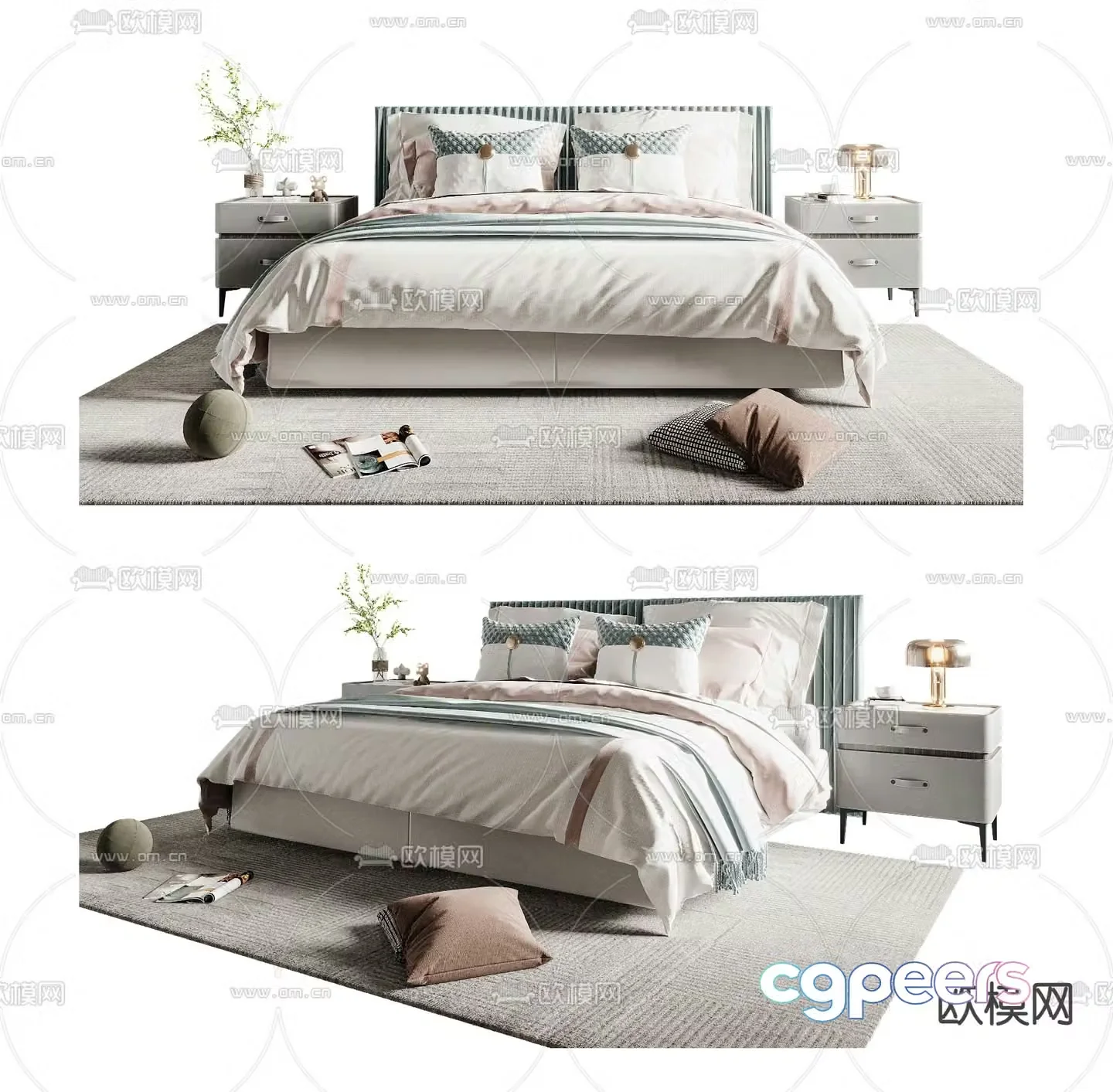 Minotti double bed 3d model