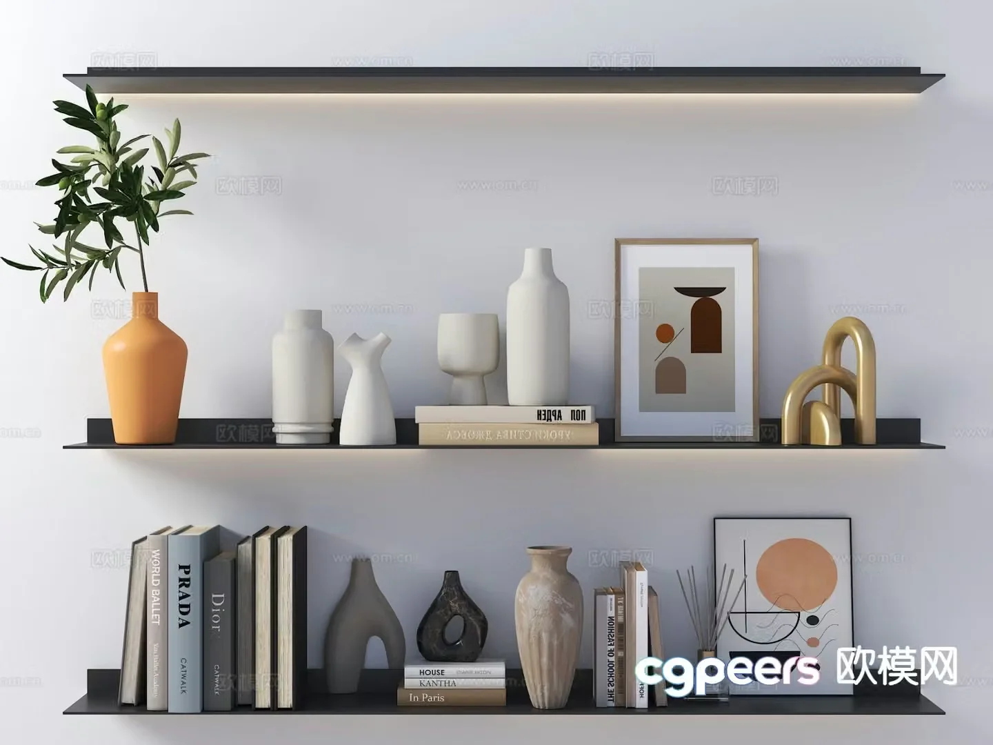 Books Decorations Ornaments Vase 3d model