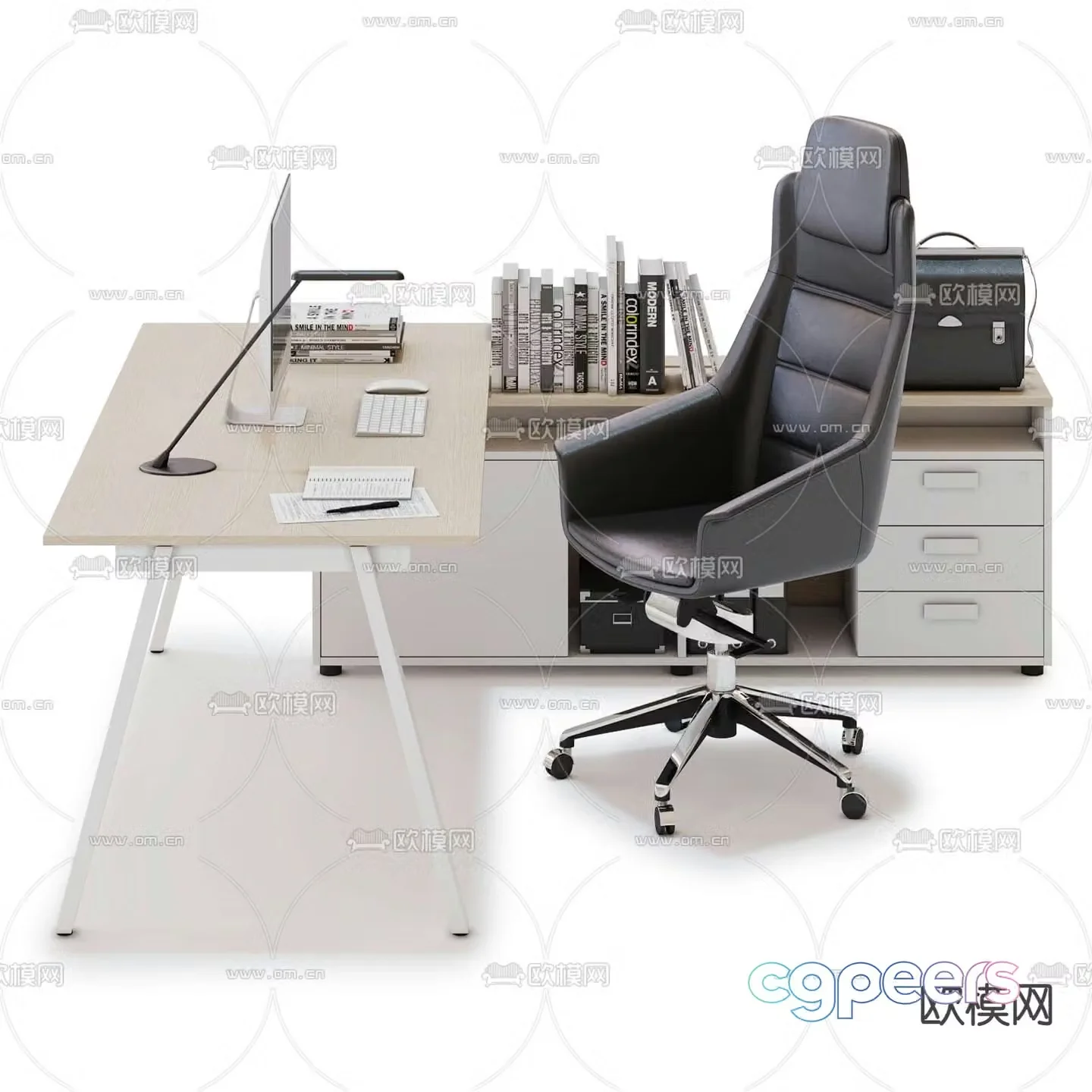 Modern office desk executive desk 3d model