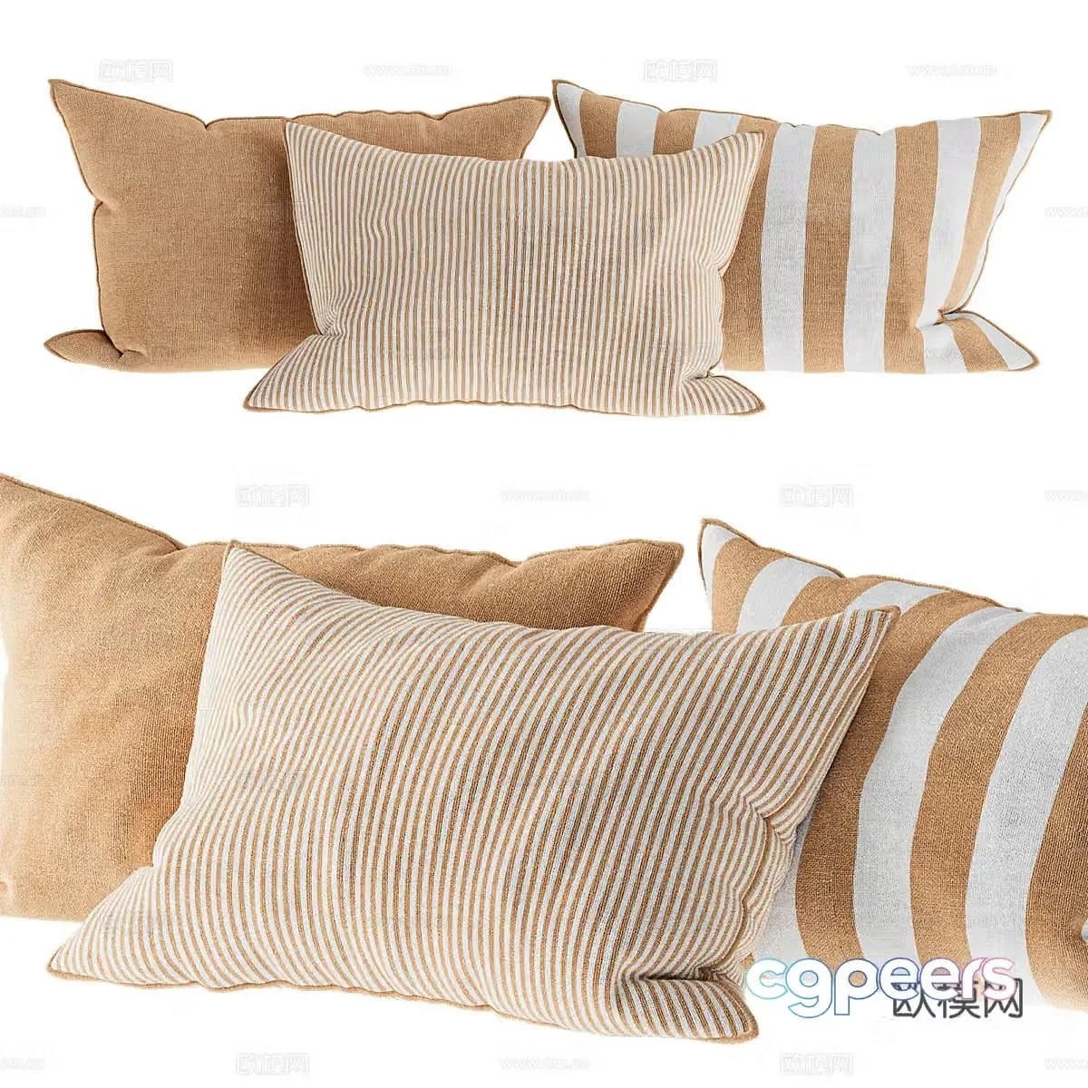 Modern cream style pillow 3d model
