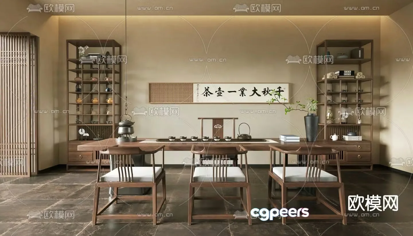 New Chinese-style tea room tea room 3D model
