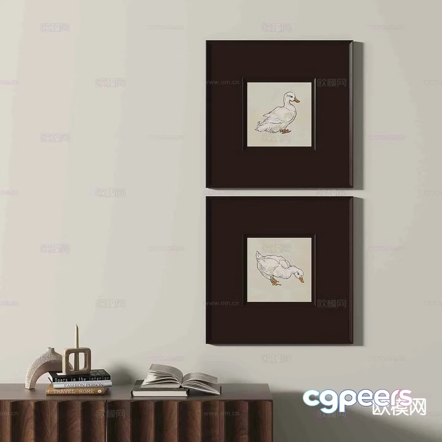 Wabi-sabi retro hanging painting art painting decorative painting 3D model