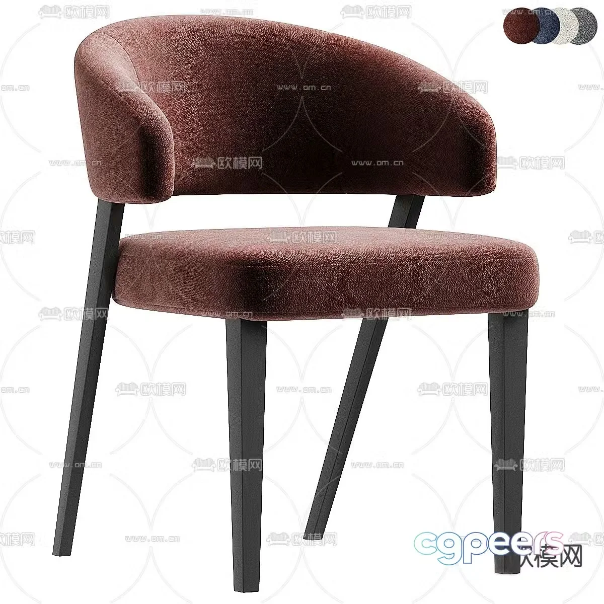 Red chair single chair dining chair 3d model