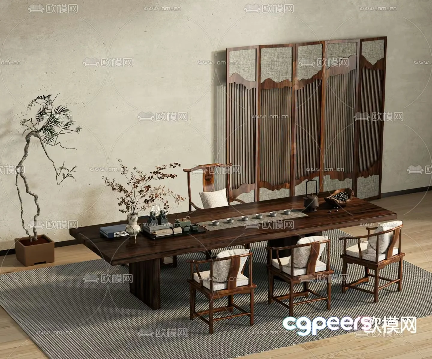 New Chinese style tea table tea table 3d model