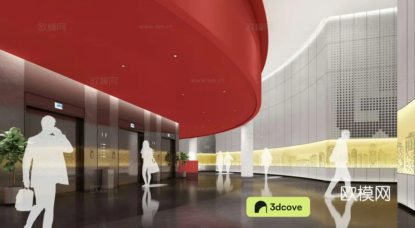 Modern elevator hall elevator room