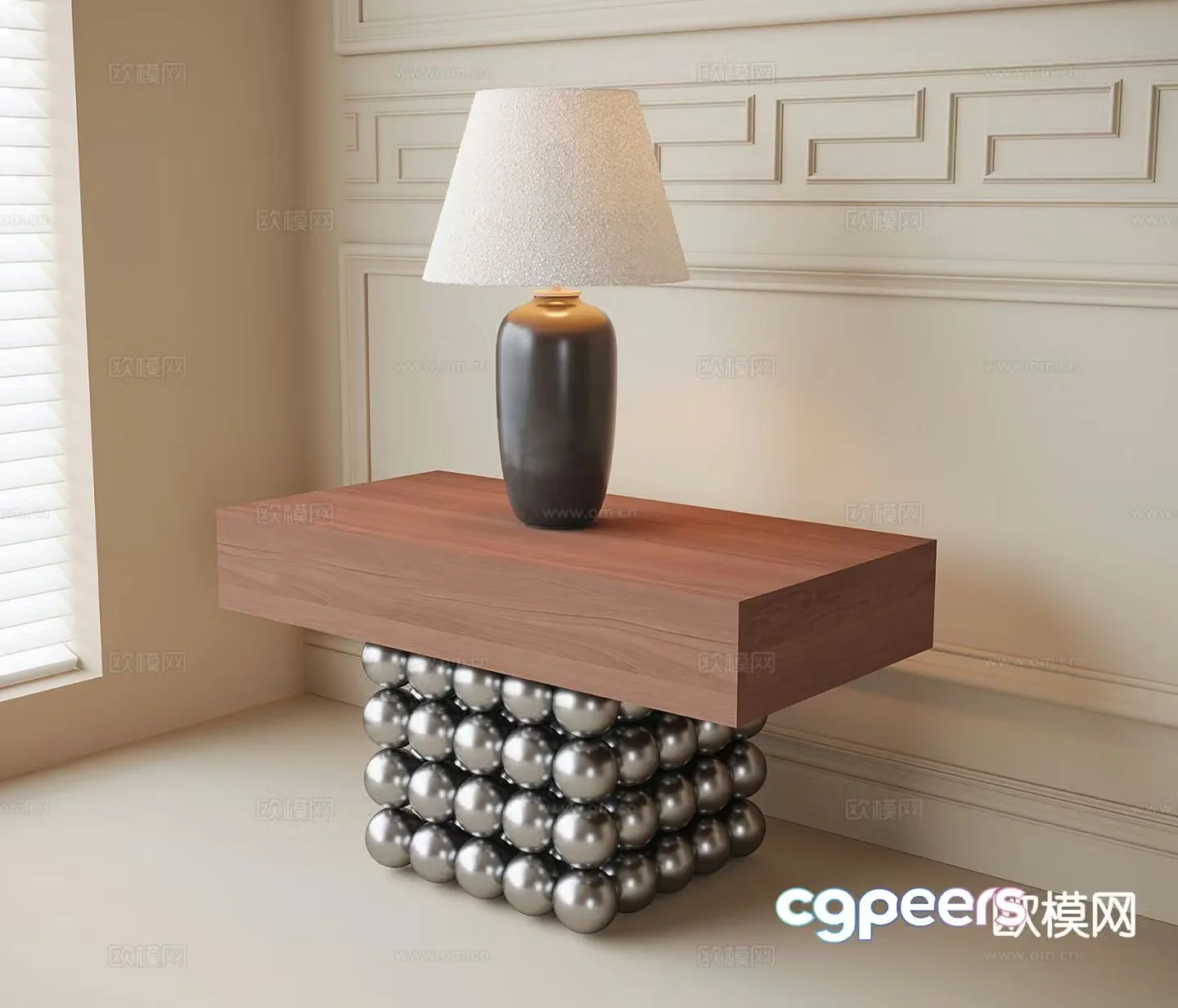 Medieval style bedside table lamp 3d model
