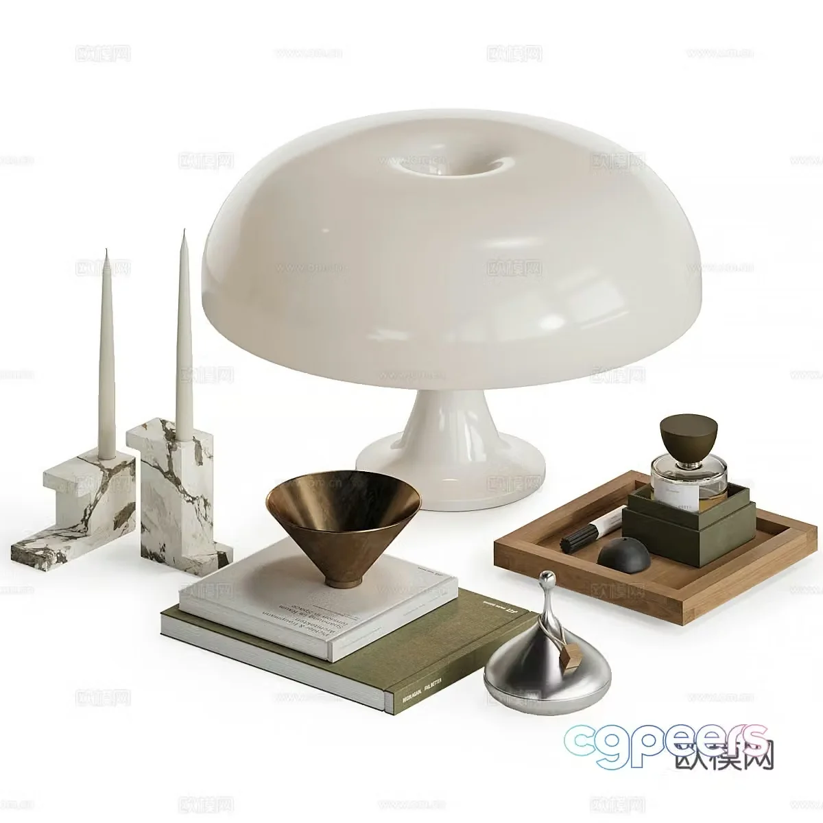 Decorative ornaments Ornaments Middle ornaments Mushroom desk lamp Book ornaments Decorative ornaments Min 3D model