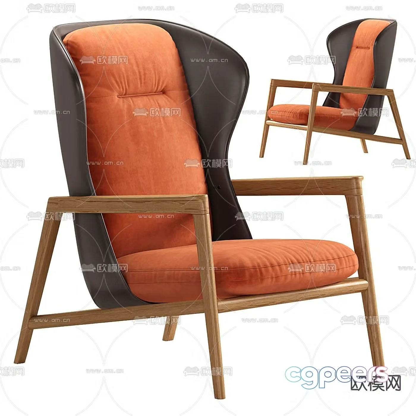 Natuzzi modern high back lounge chair 3d model