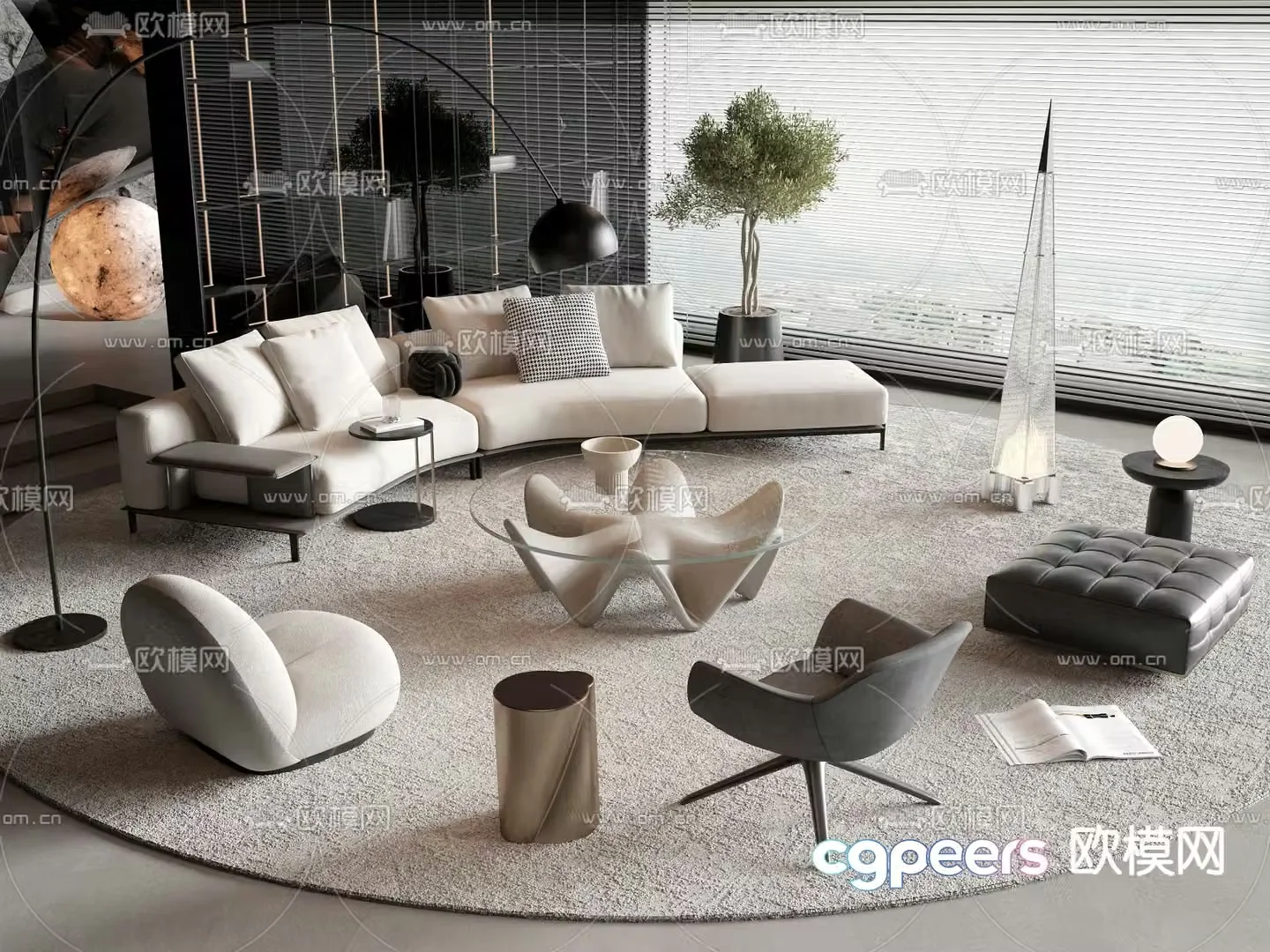 Modular sofa curved sofa 3d model