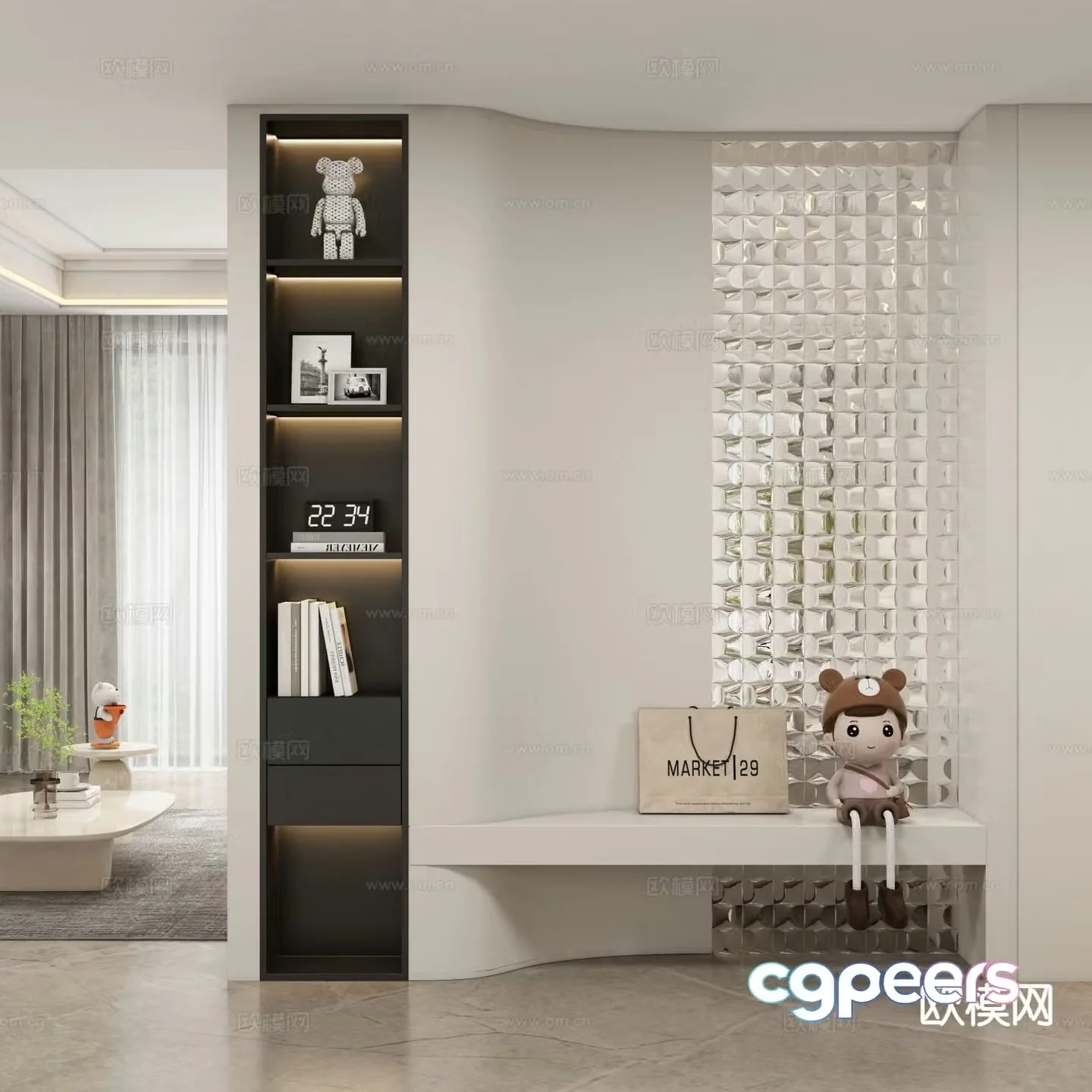 Cream style entrance hall entrance hall aisle 3D model