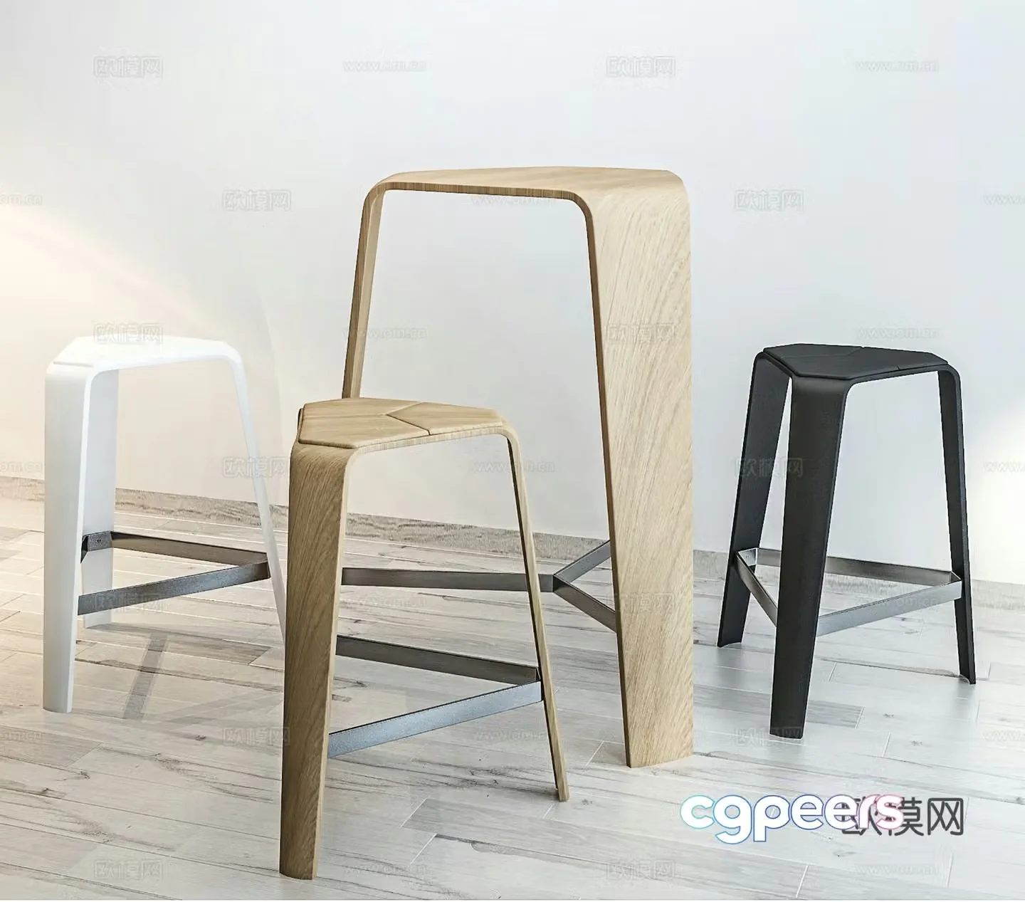 Modern bar chair Cafe Restaurant bar chair 3d model