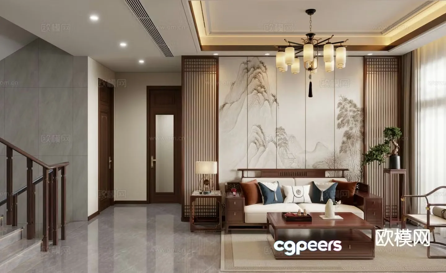 New Chinese style living room 3d model