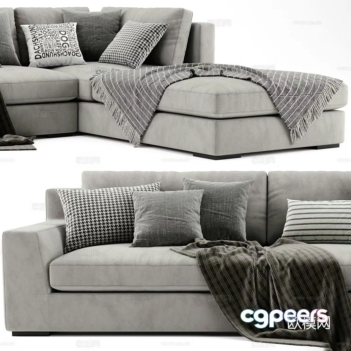 Modern fabric corner sofa 3d model