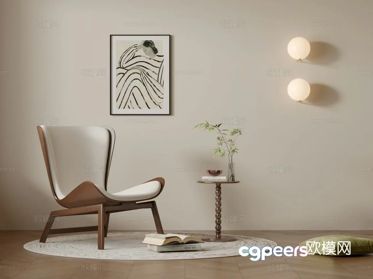 Wasabi Middle Style Leisure Chair 3D Model