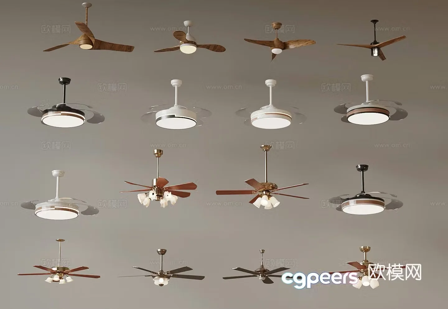 Modern fan light 3d model