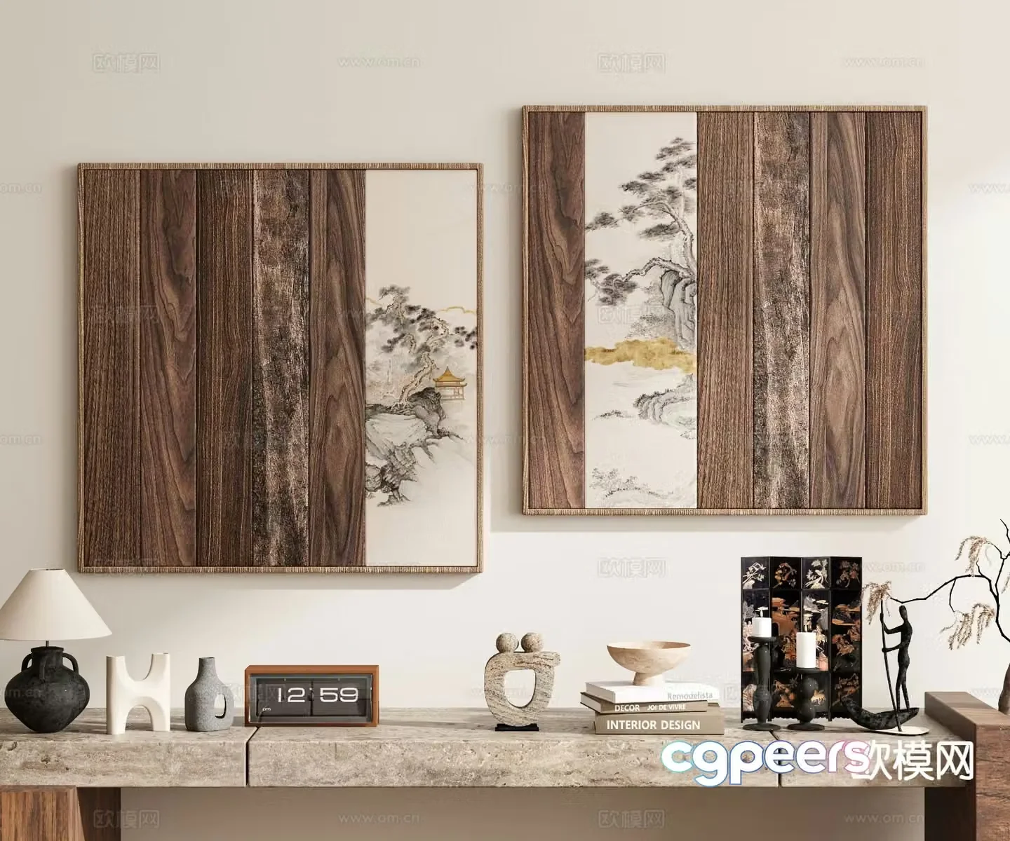 New Chinese style ancient painting decorative painting hanging painting 3d model
