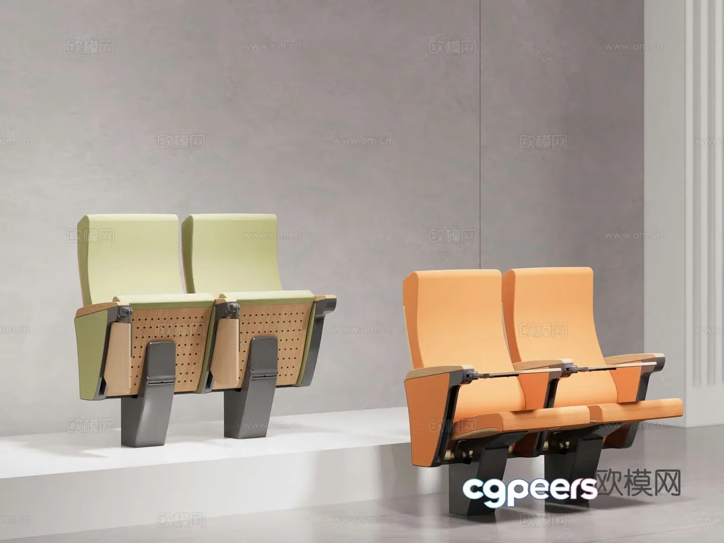 Modern simple auditorium chair cinema chair row chair theater chair ladder classroom chair lecture hall conference chair armrestand belt 3D model