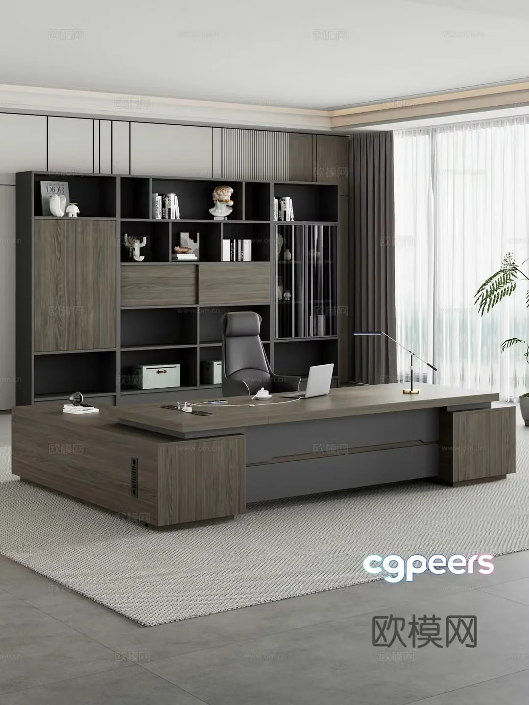 Modern boss table manager table desk table office desk and chair 3D model
