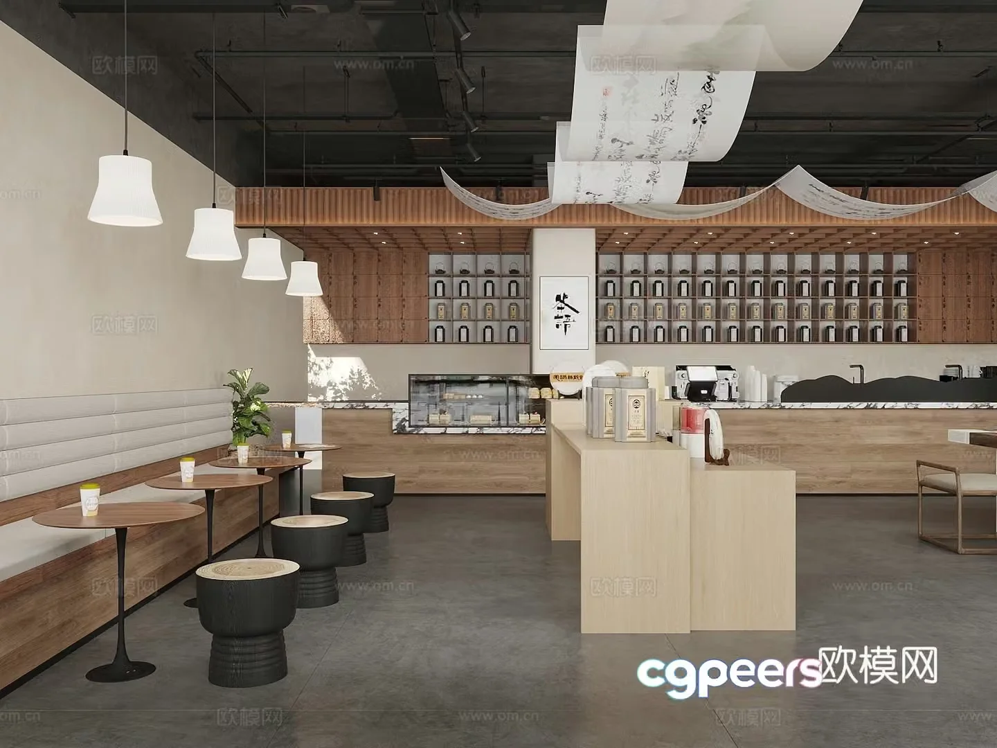 New Chinese-style teahouse tea room tea shop 3d model