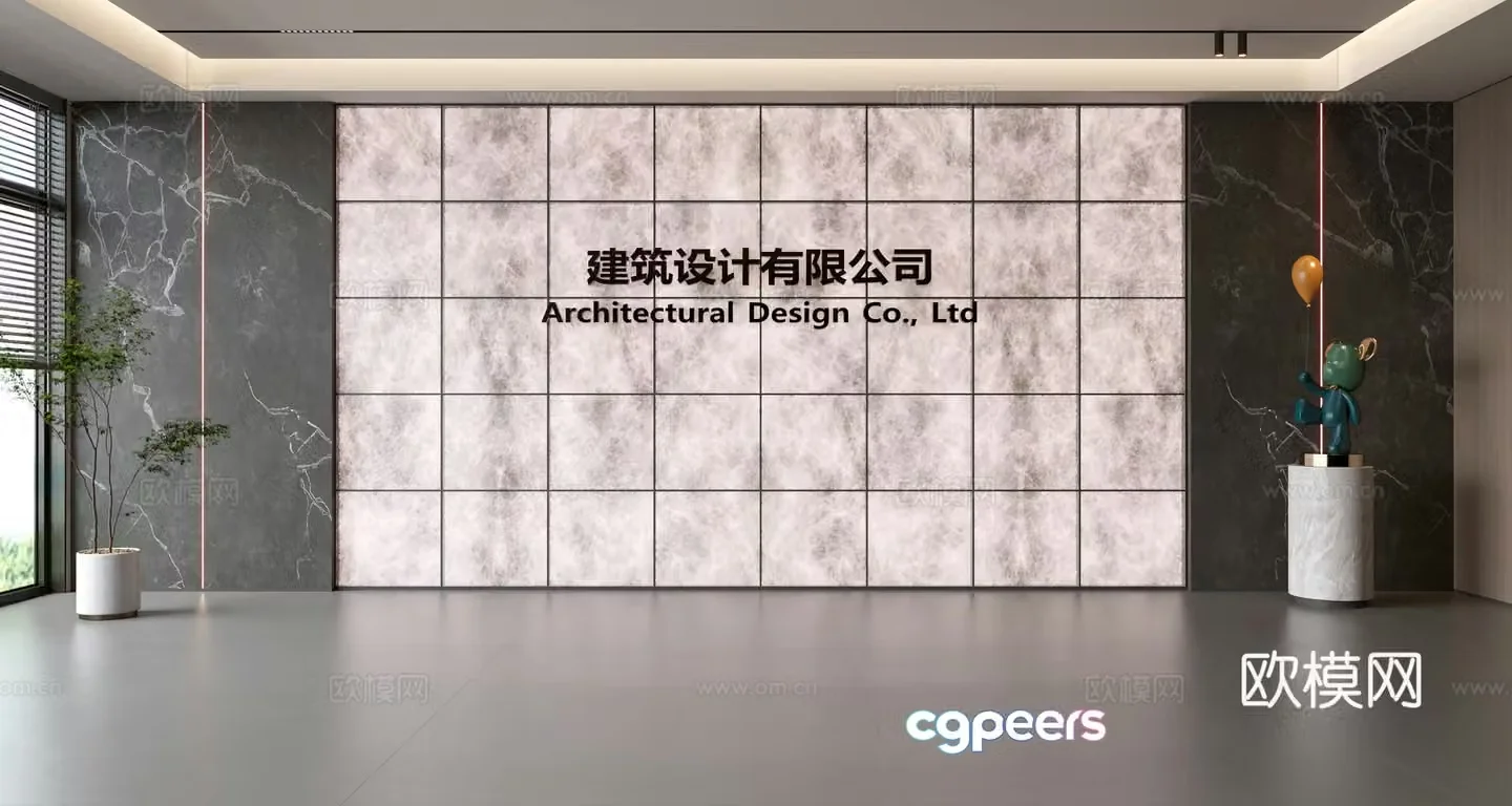 Modern front desk background wall Simple background wall Front desk reception area background wall Company front desk background wall 3d model