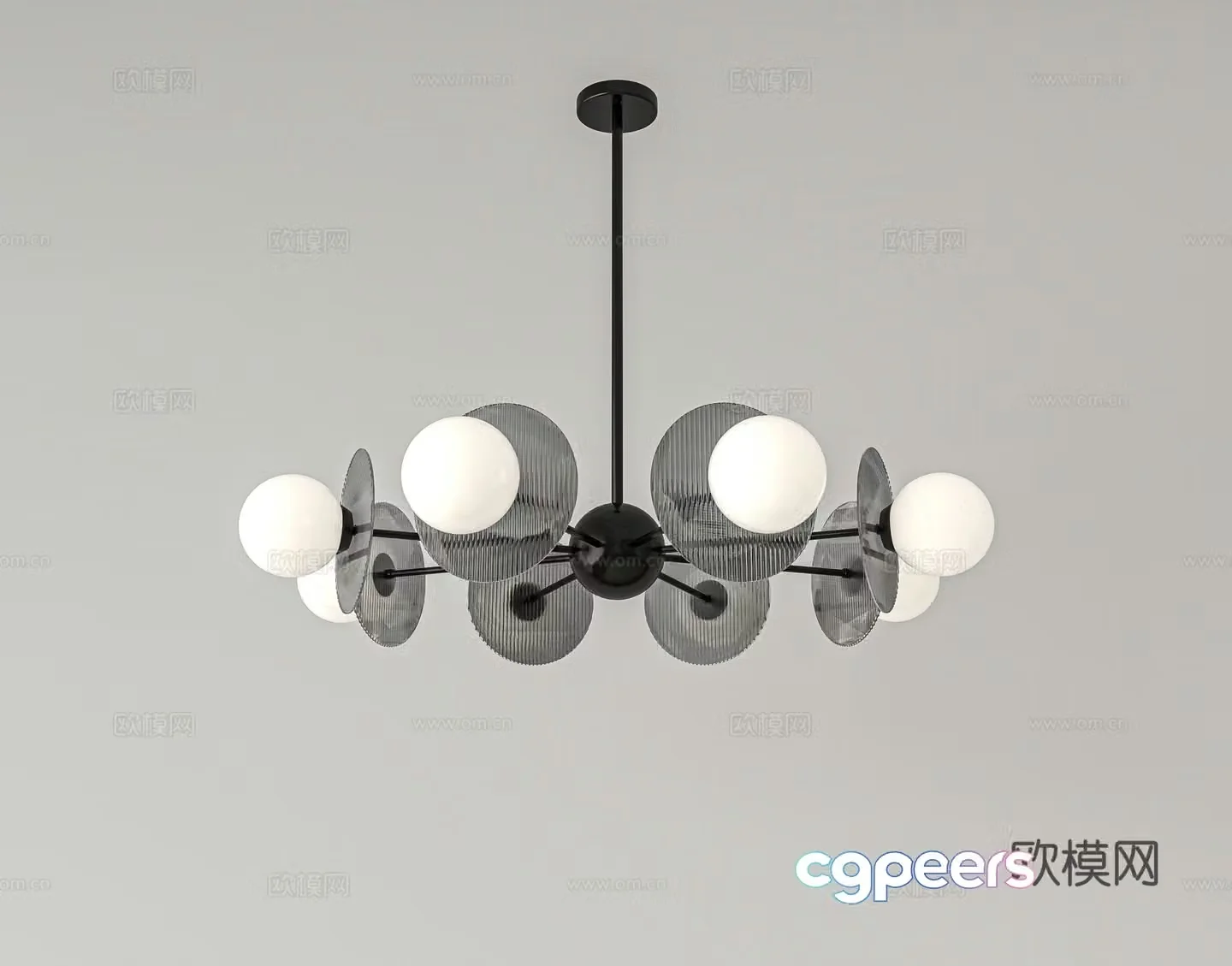 Modern multi-head chandelier 3d model