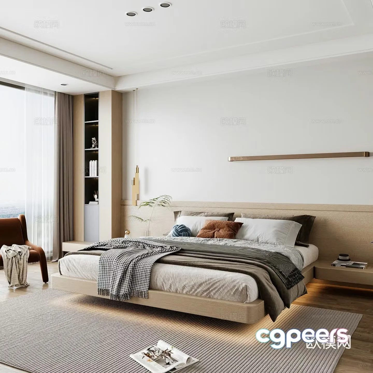 Modern home bedroom Modern bedroom Italian bedroom Simple bedroom Italian bed 3d model