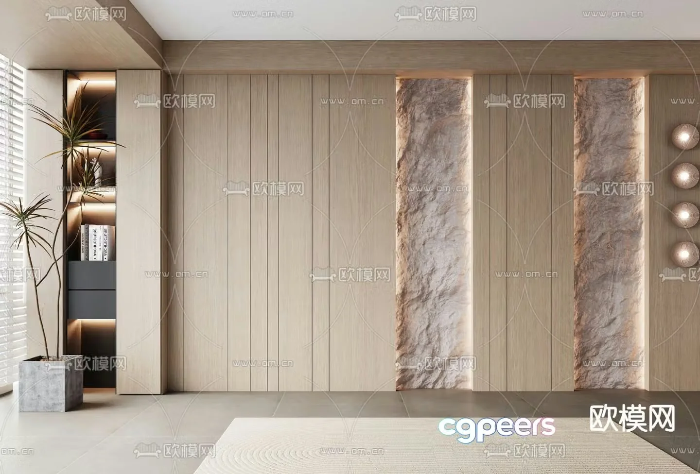 Wabi-sabi background wall sofa background 3d model