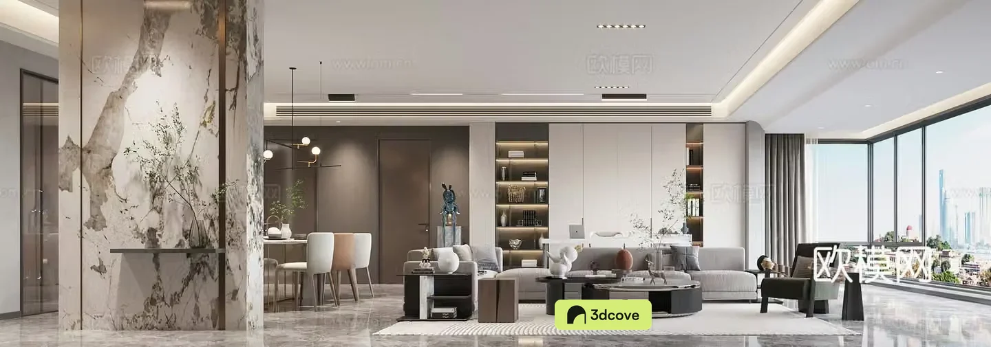 Modern living and dining room