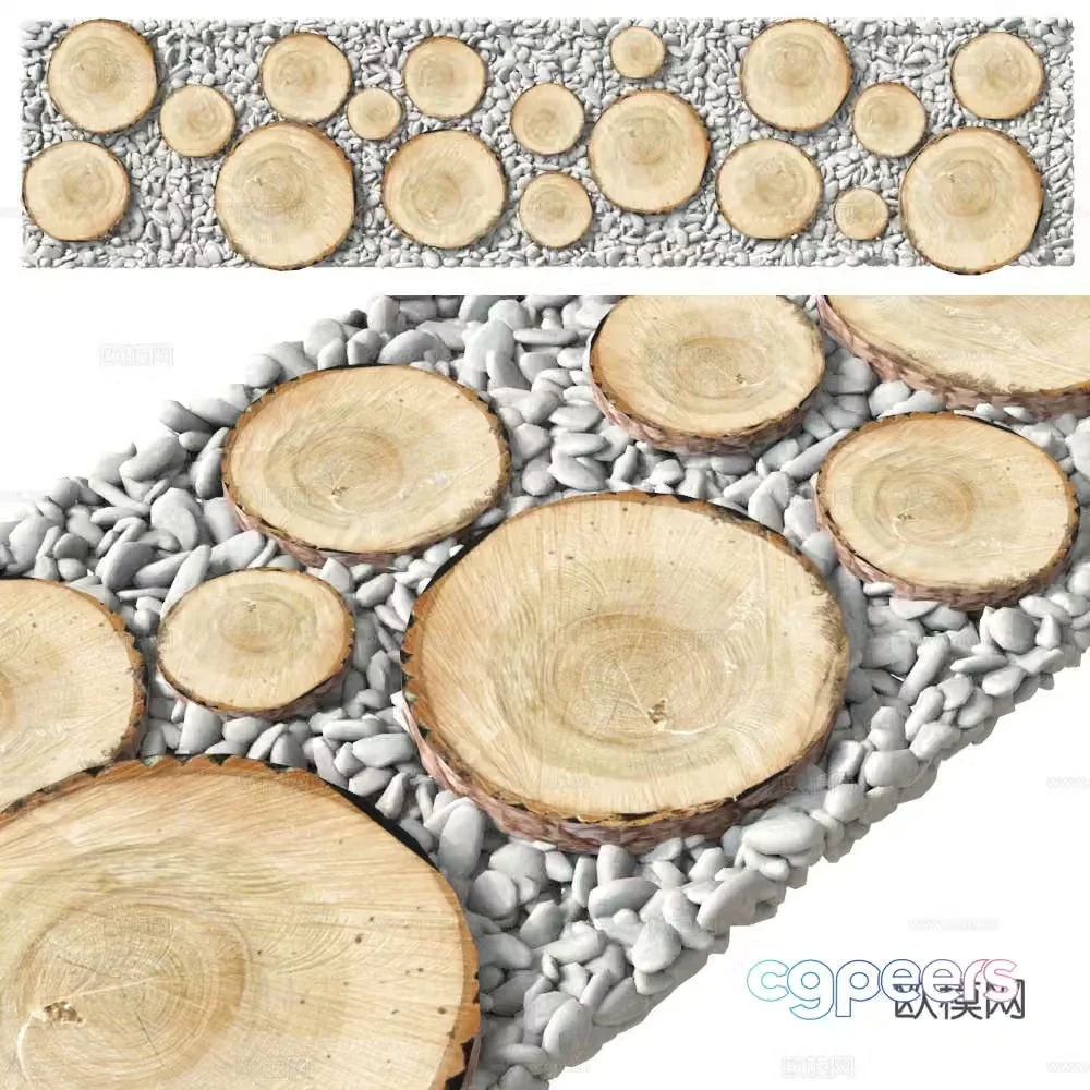 Cobblestone road stone pavement landscape path stone paving road outdoor path 3d model