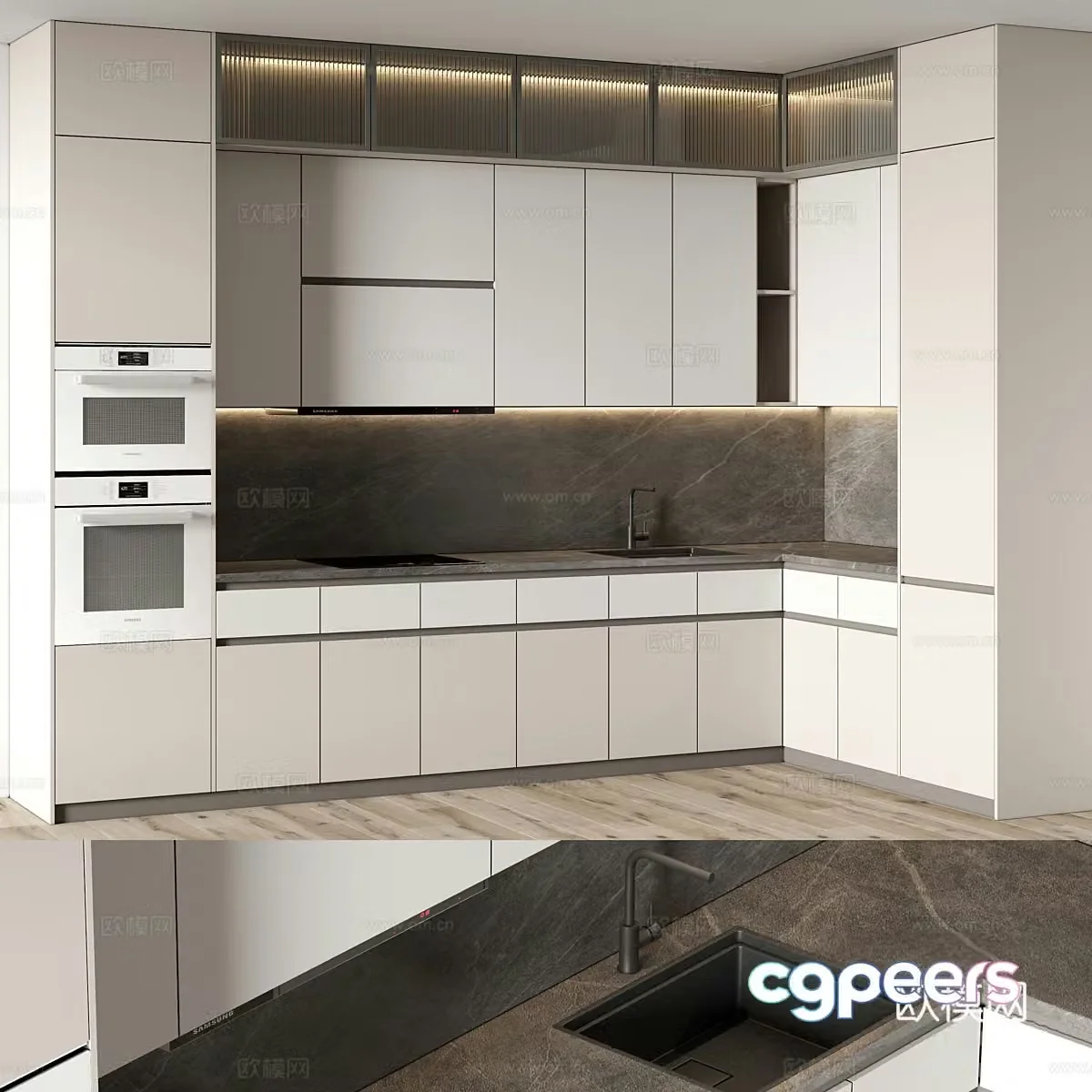 Modern Italian Simplified Cabinet 3D Model