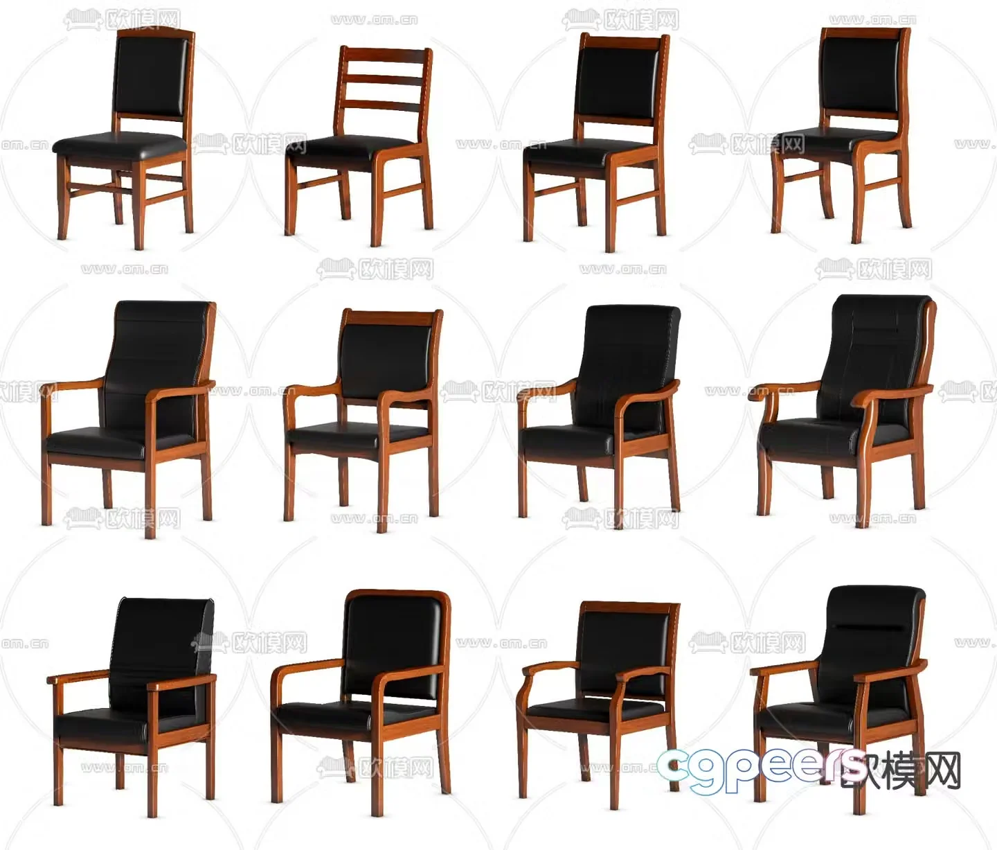 New Chinese style office chair conference room chair court chair 3d model