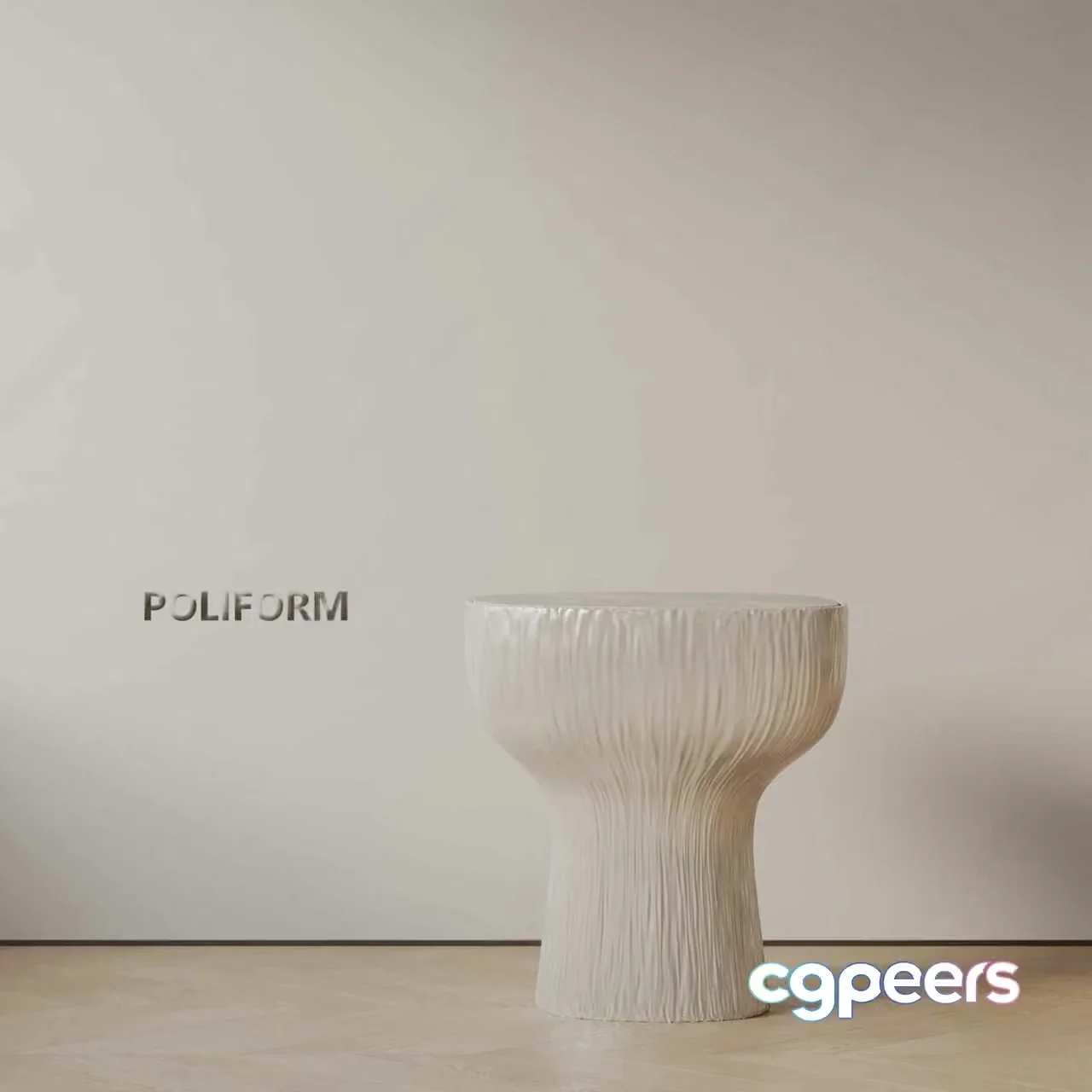 A White Ceramic Stool 3D Model – 1861 – VRAY Render