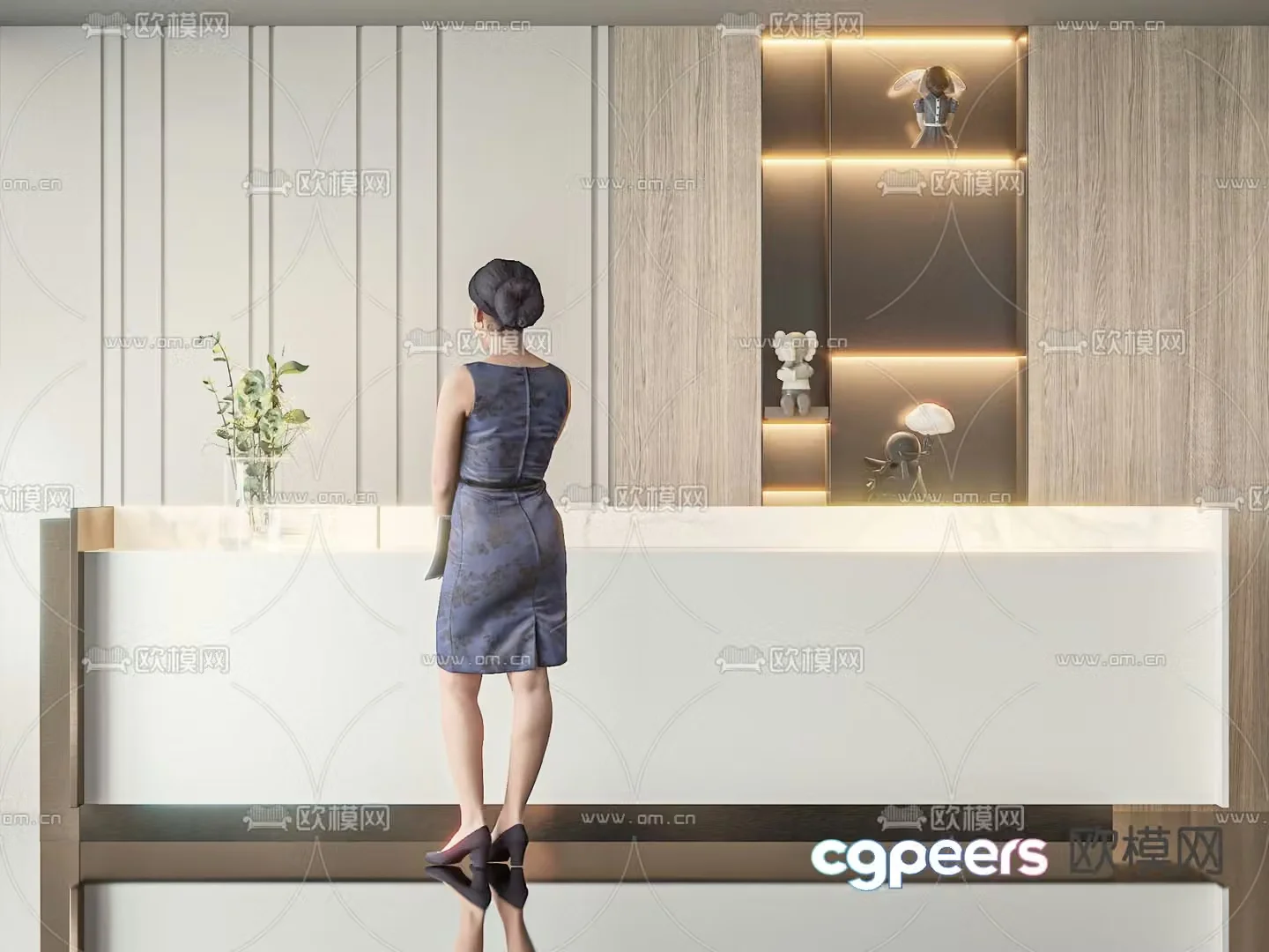 Front desk service desk reception desk 3d model