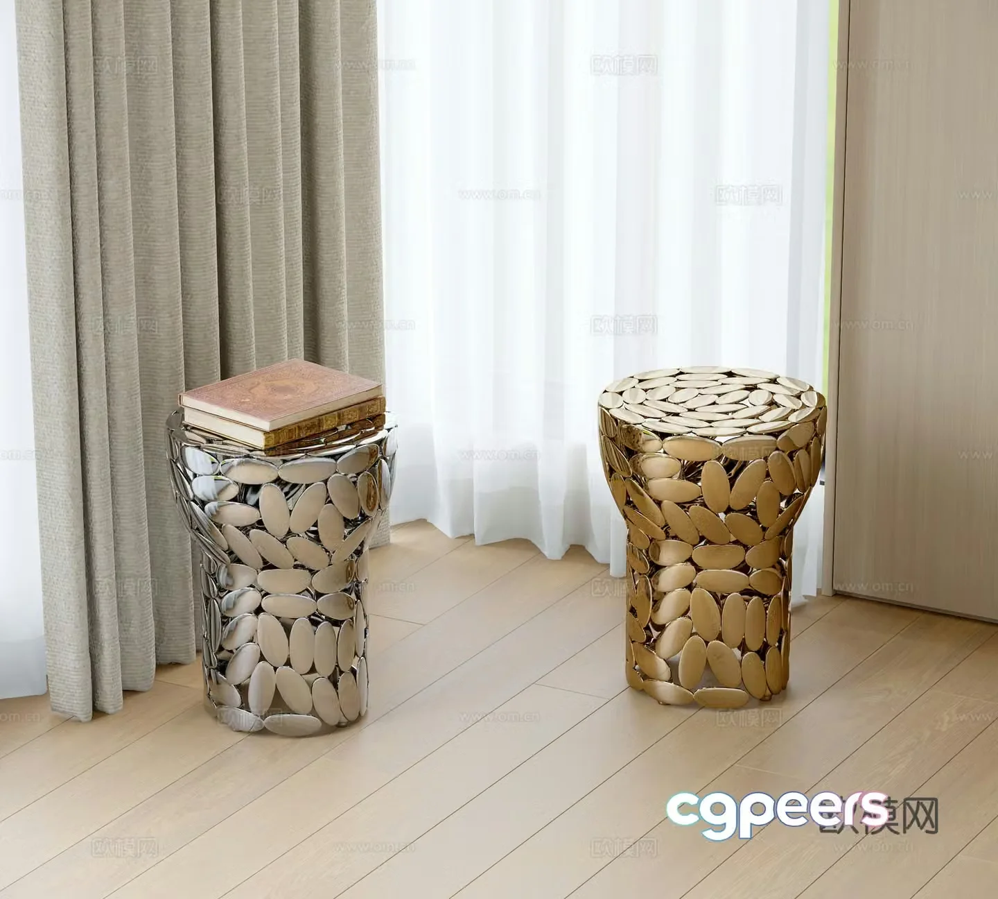 Modern metal stool 3d model