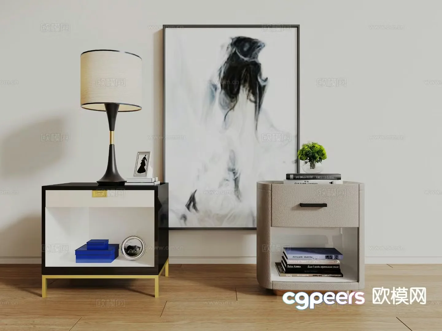 Light luxury bedside table 3D model