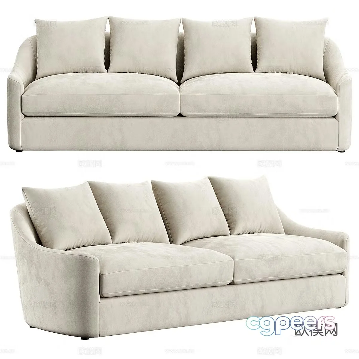 3d model of double sofa