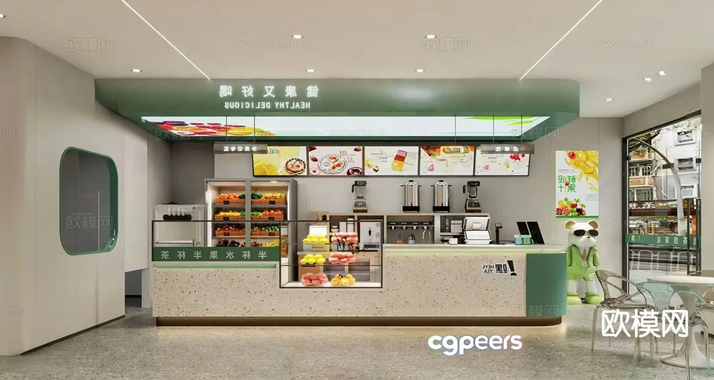 Modern milk tea shop drink bar 3d model
