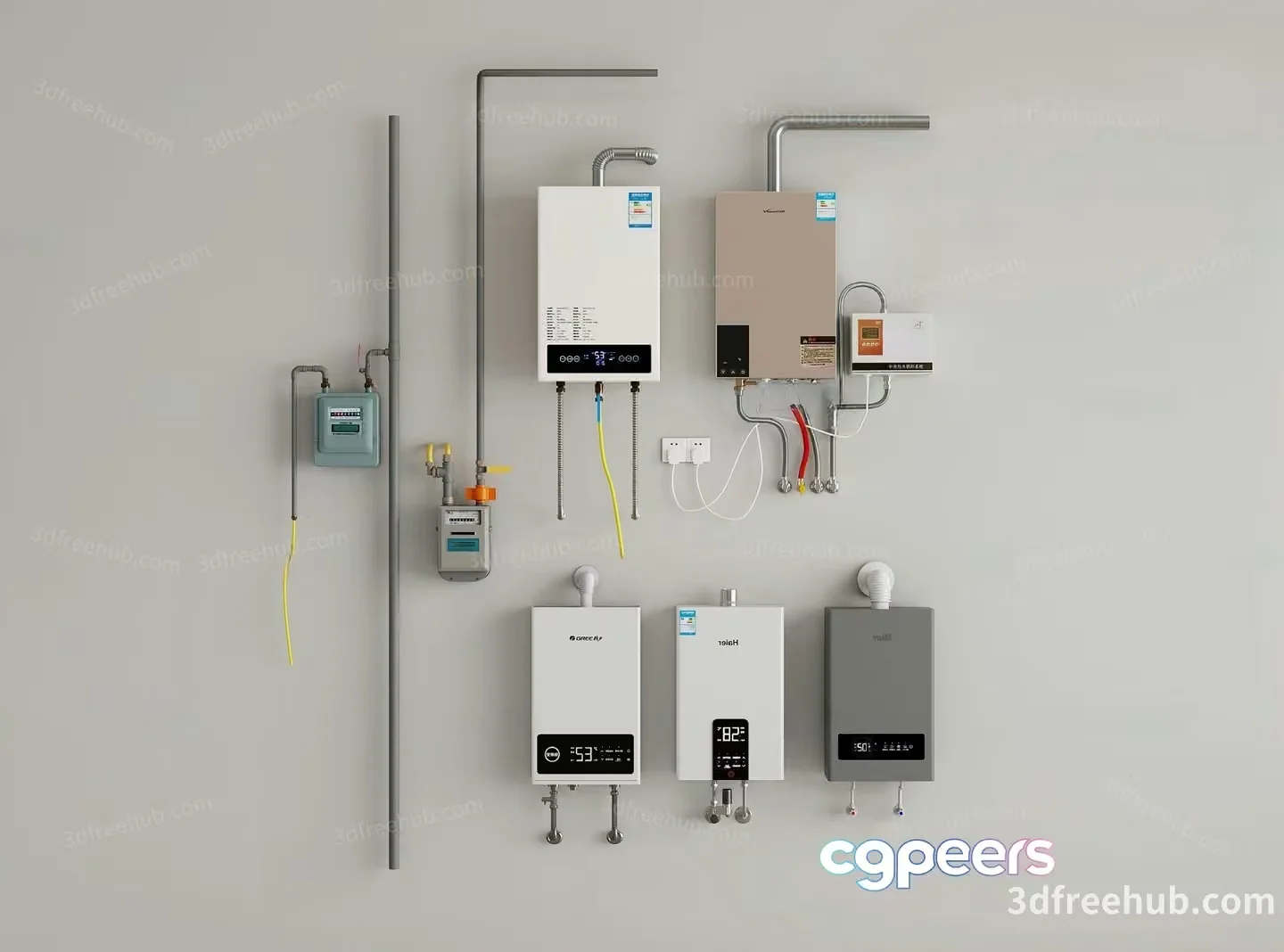 A Collection Of Water Heaters 3D Model – 19909 – VRAY Render