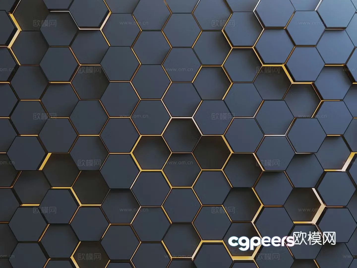 Hexagonal technology background wall Modern technology background wall Geometric background wall Hexagonal decoration Science 3D model