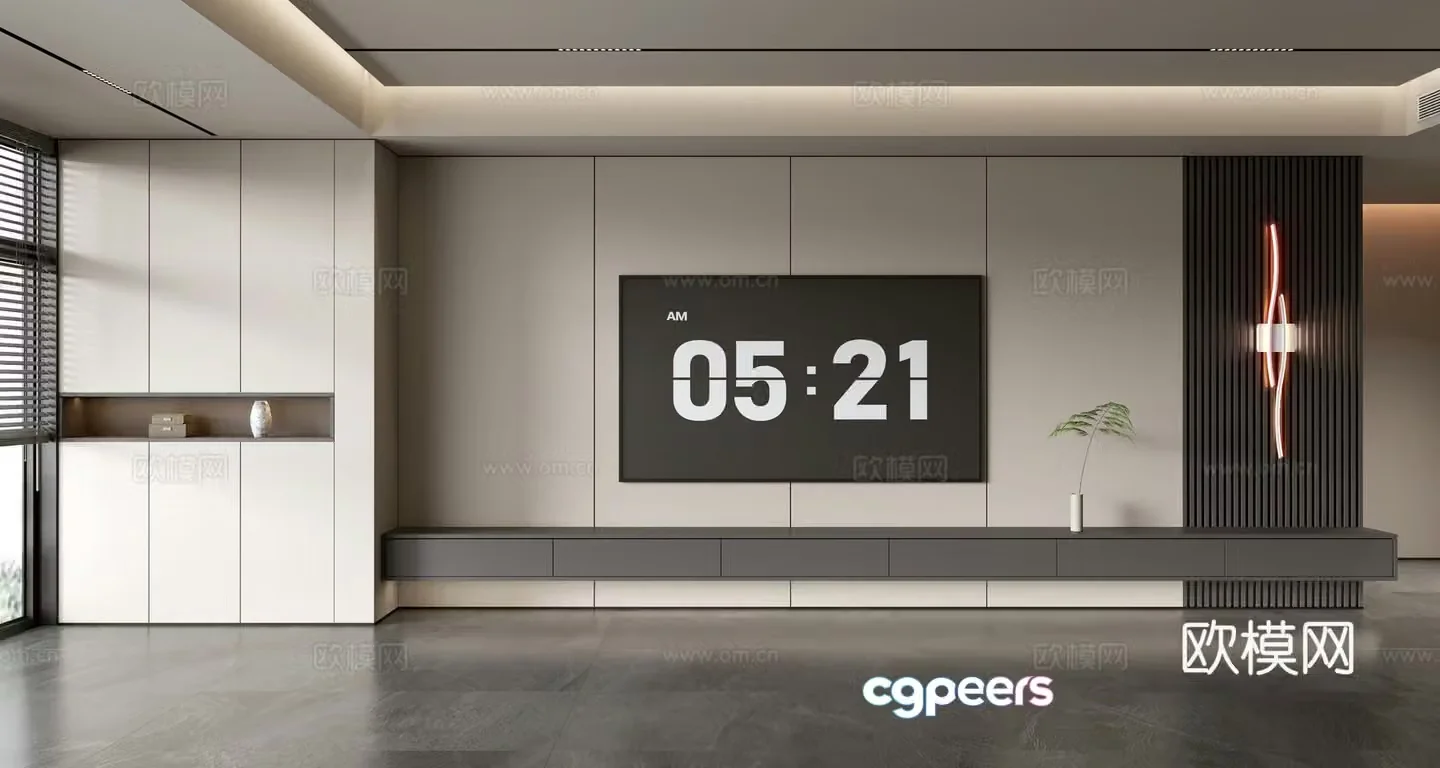 Modern TV background wall 3d model