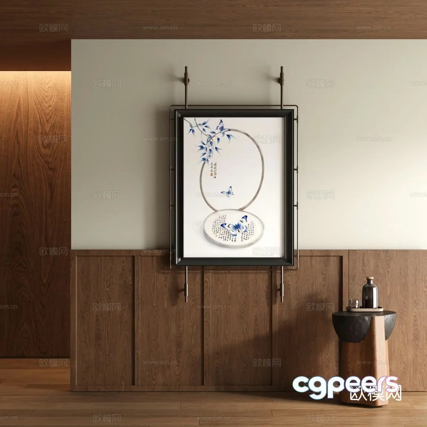 New Chinese style ink painting decorative painting 3D model