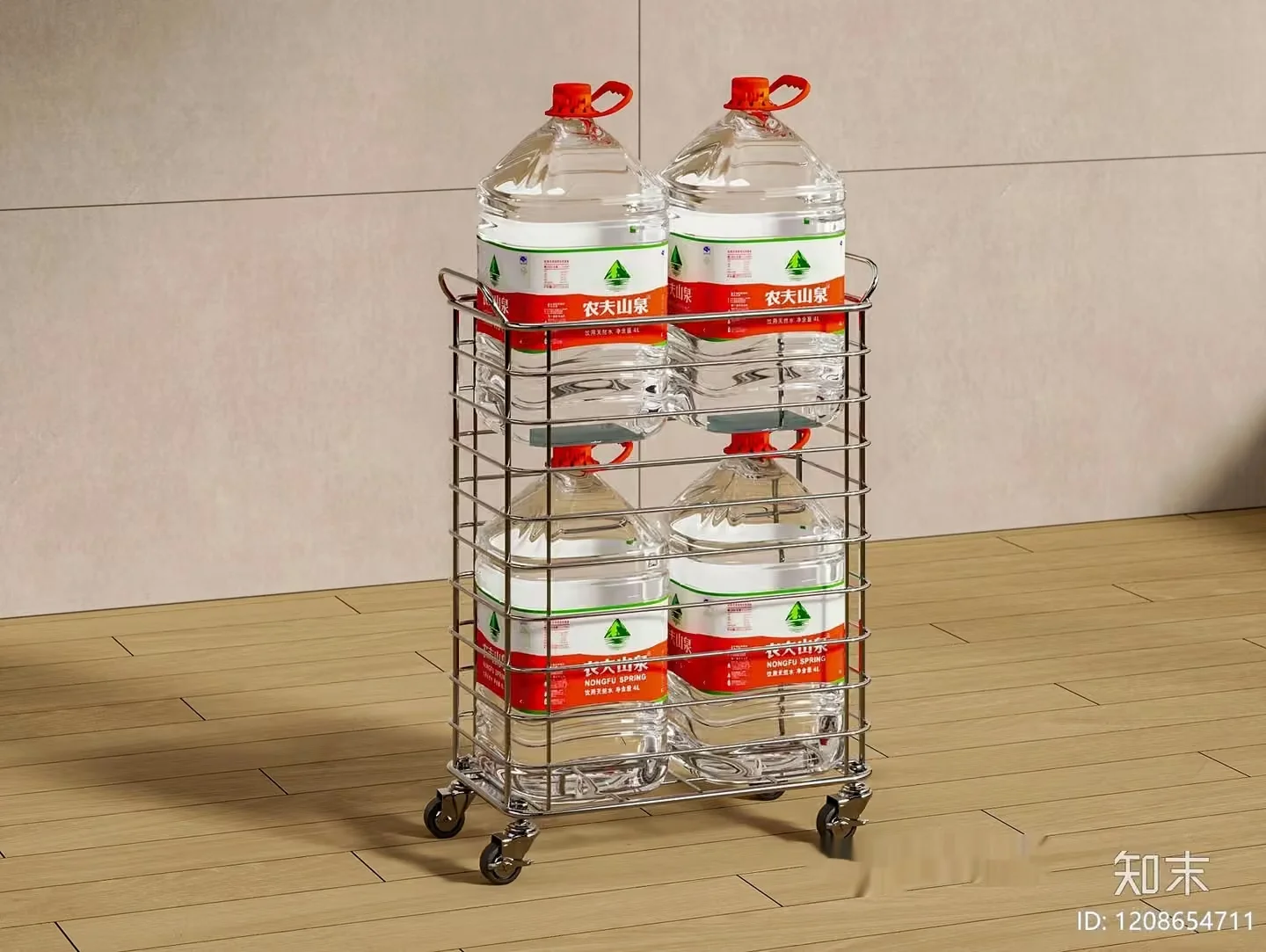 A Shopping Cart Filled With Large Bottles Of Water 3D Model – 15772 – VRAY Render