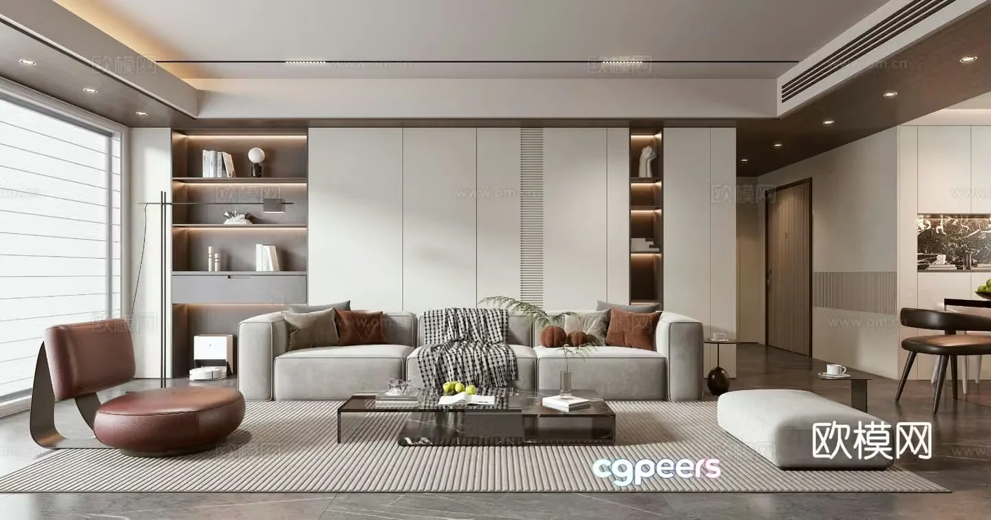 Light luxury living room 3D model