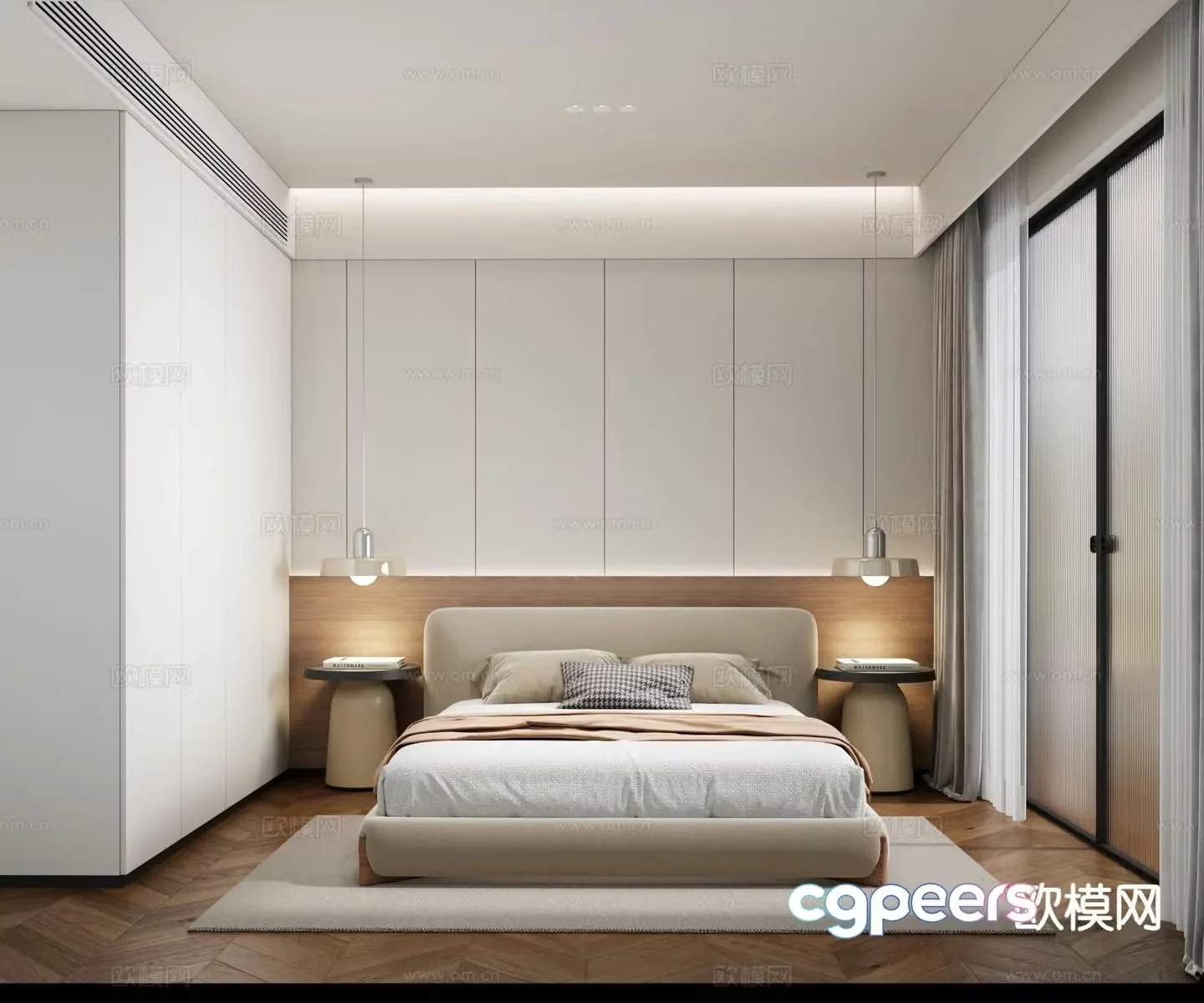 Modern minimalist bedroom master bedroom 3d model