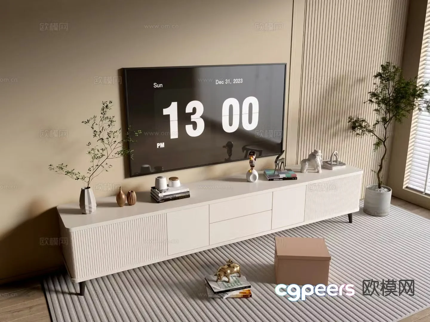 Cream style TV cabinet 3d model