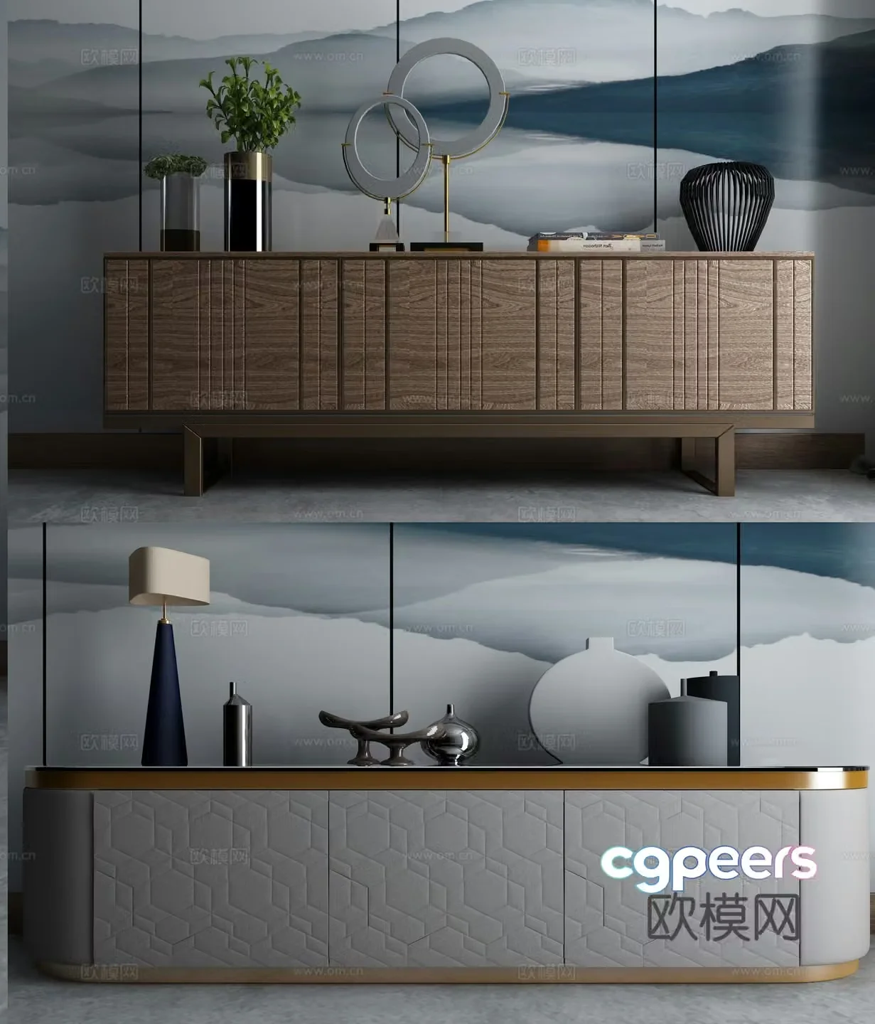 New Chinese TV cabinet combination 3D model