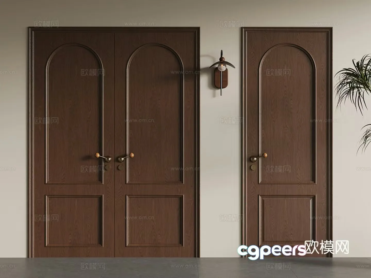 Medium style double-opening door single-opening 3D model