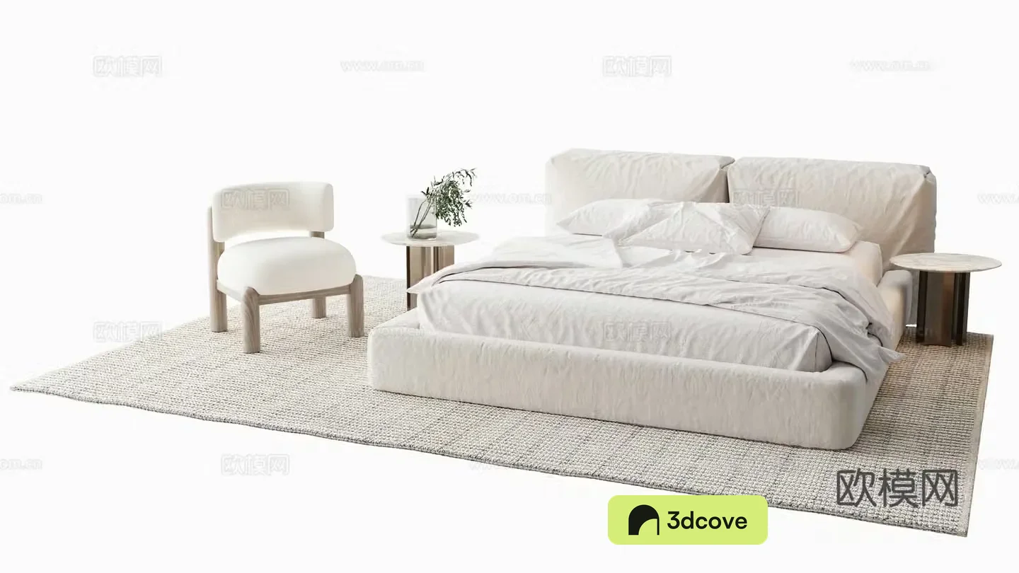 Creamy Double Bed Leisure Chair