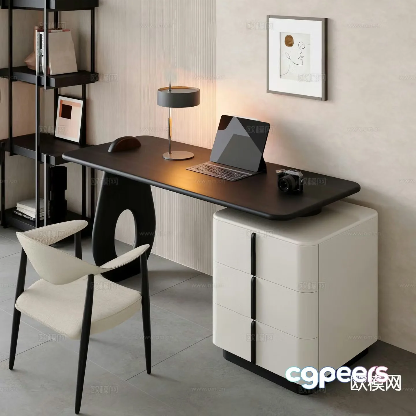 Modern desk computer desk 3d model