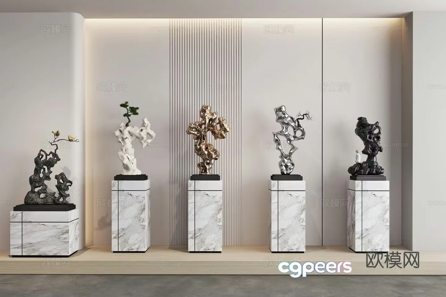 New Chinese style 3D model of sculpture ornament device